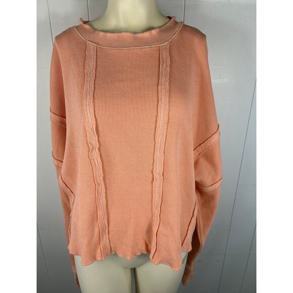 Free People We the Free Size Large Ellie Thermal Waffle Knit Top - Picture 3 of 7